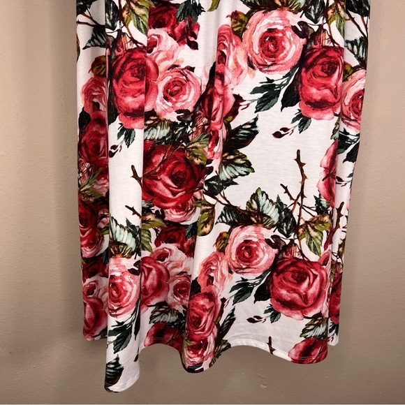 3XL LULAROE WHITE PINK FLORAL DRESS SHIFT STYLE SHORT SLEEVE STRETCH - Picture 11 of 13